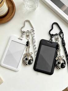 Y2K Card Holder Keychain With Earphone Pendant And Lanyard, Portable ID Badge Holder, Customizable Card Sleeve, Ins Style Bag Charm, Credit Card Holder, Suitable For School/Work/Office/Daily Use, Unique Birthday Gift, Teacher Gift, Party Gift, Vacation Gift, Back To School Gift, Perfect For Mother's Day, Graduation Season, Back To School Season, School Opening Season, Wedding Season, Teacher's Day, Easter, Halloween, Christmas - Multicolor - View 4