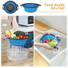 1pc Foldable Portable Kitchen Washing Basin With Drain For Camping And Outdoor Use - Blue - View 6
