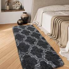 EDIMENS Runner Rug Hallway 300cm Long, Non Slip Runner For Hallway Black, Washable Bathroom Runner Rug For Kitchen, Fluffy Area Rugs For Hallway, Living Room, Bedroom, Bathroom, Bedside Rug - Dark Grey Lantern Pattern - View 3