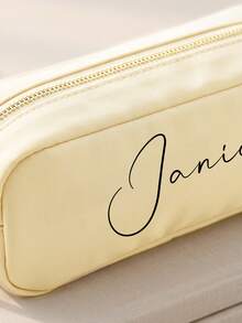 1pc Customized Heat Transfer Pencil Case, Gold Zipper Rectangular Multi-Function Stationery Storage Bag, Suitable For Desk, Desktop, Floor, Home, Office, Study, Adult Family Members Daily Storage, 4 Colors Available - Multicolor - View 4