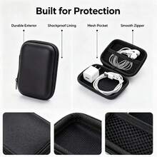 1pc Compact Electronic Travel Storage Box - EVA Mini Matte, Phone Charger, Data Cable And Earphone Storage Box, Travel Essential, Travel Must-Have - 1pc Black - View 1