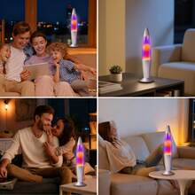 Classic Lava Lamp With 25W Bulb, Silver Base Liquid Motion Lamp, Orange Wax Purple Liquid Magma Lamp, Standard Plug Vintage Decorative Night Light For Bedroom Office Gift - US A Type Plug(110-127V) - View 8