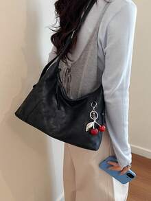 Bolsa Dumpling Niche 2026 Nova Bolsa de Ombro Casual Feminina Grande Capacidade Bolsa Premium de Axila - Preto - Visão 4