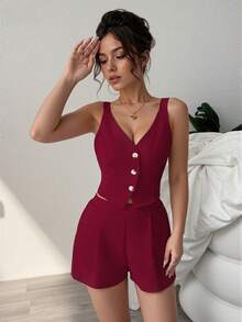 Women Two-Piece Outfits - Burgundy - View 5