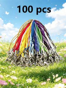 1 Pack 10/30/50/100/200/300/500/1000pcs Multicolor Black Pendant Rope Lanyard Lasso Hanging Rope Lobster Clasp Rope Keychain Hook Phone Set Pendant Jewelry Accessories - Black - View 18
