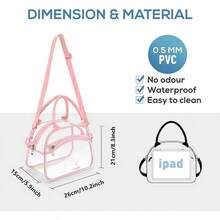 1pc Transparent Crossbody Lunch Bag, PVC Material, Durable And Wear-Resistant, Fashionable And Portable Lunch Box Bag, Large Capacity, Suitable For Office Workers And Students, Multi-Functional Travel Storage Bag, All Season Use, Not For Food Contact - Multicolor - View 2