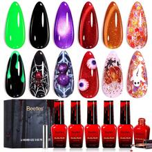 Beetles 6 Colors Halloween Gel Nail Polish Set, Black Orange Purple & Green Soak Off UV LED Gel Polish For Pumpkin, Ghost & Spooky Nail Art, Fall Manicure Gift - 6 Colors Halloween Gel Polish - 查看 9