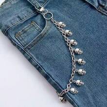 1pc Men's Punk Versatile Skull Metal Decor Belt Chain, Street Style Fashion Double Layer Pants Chain, Suitable For Daily Wear - Multicolor - View 4