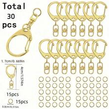 30/50/100pcs Keychain Making Kit, Includes Keychains And Connecting Rings, Suitable For DIY Bags, Phones, Pets, Keychain Crafts (Includes Small C-Shaped Clasps And Closed Rings) - Multicolor - View 16