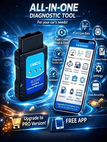 Wireless 5.2 OBD2 Scanner Car Diagnostic Tool, Features Real-Time Data Stream, Read/Clear Fault Codes, Free Updates, Compatible With IOS/Android Apps, Suitable For Vehicles Compliant With OBD2 Standards (1996 And Later), Provides Complete System Scan, Accurate Fault Detection, Real-Time Data And Advanced Functions To Ensure Your Vehicle Runs Smoothly, User-Friendly Interface, Essential For Your Car - Blue - View 4