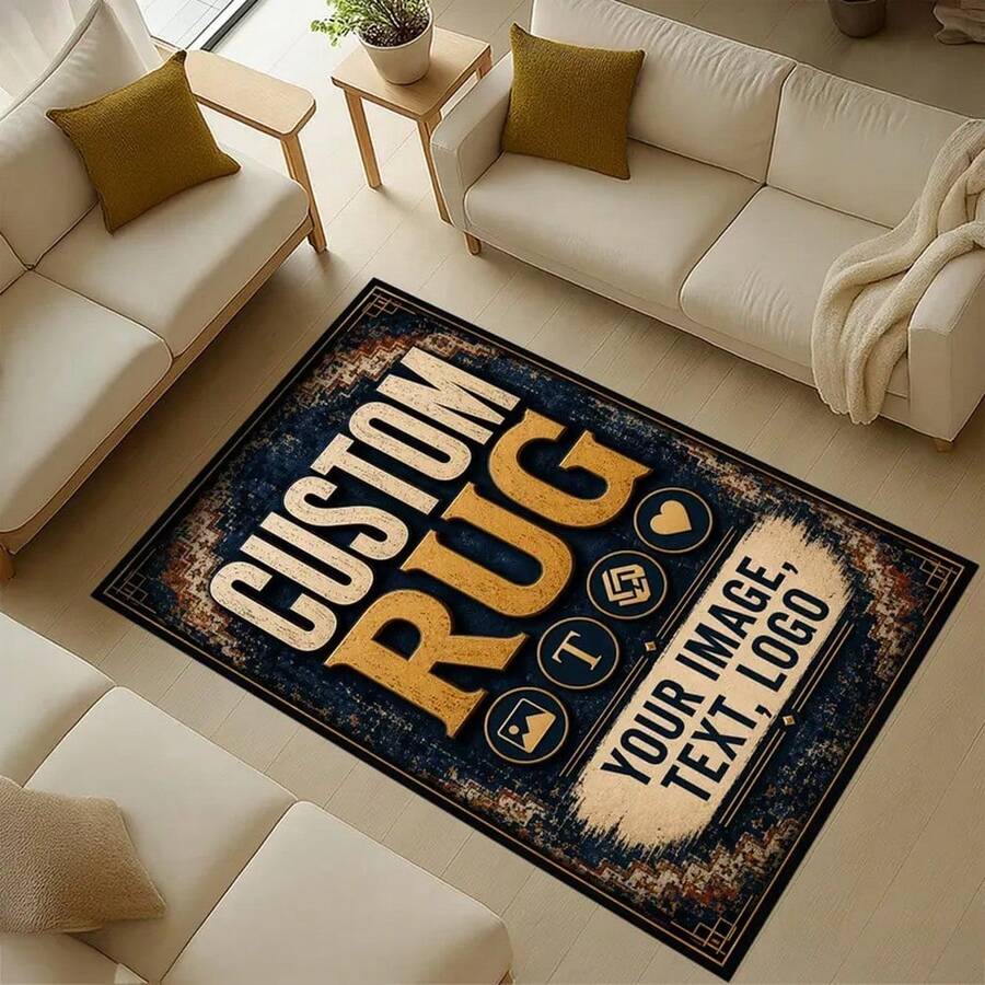 Custom Photo & Text Rug, Personalized Logo Mat, Made To Order Rugs & Carpets,Customized Rugs & Mats