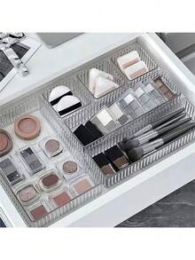 1/7/8/9 Pcs Drawer/Desktop Cosmetic Organizer, Shatterproof Multi-Compartment Jewelry Small Item Organizer, Exquisite Storage Box, Room Decor, Home Decor, Fall Decor, Bedroom Decor, Christmas And New Year Gift, Back-To-School Gifts,Stationery Storage - Clear - View 7