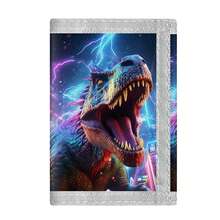 1pc Cool Dinosaur Print Trifold Wallet, With Multiple Card Slots, Zipper Coin Pocket, Durable Canvas, Perfect For Birthday, Holiday, Christmas And Valentine's Day Gifts - Multicolor - View 9