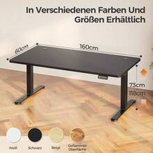 Devoko Height-Adjustable Electric Desk, Sit-Stand Desk With LED Control Panel, 2 Memory Heights, 73-118 Cm Height Adjustment, T-Steel Frame, 70 Kg Load Capacity, 100-180 Cm, Black/White/Beige/Rustic Wood - Black - View 14