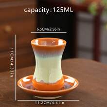 Bộ tách cà phê Thổ Nhĩ Kỳ bằng gốm kèm đĩa lót, tách espresso gốm, tráng men nung lò màu gradient, bộ tách cà phê Ả Rập nhỏ và đĩa lót, phù hợp dùng tại nhà, quán cà phê và làm quà tặng - Nhiều màu - Xem 13