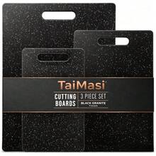 TAIMASI 3 Pack Plastic Cutting Boards, BPA-Fr-Ee Dual-Sided Durable Multipurpose Chopping Boards, Dishwasher Safely Easy Clean Kitchen Prep Board, Charcuterie Accessories, Home Kitchen Cooking Utensils, Holiday Gift For Cooking Lovers - Black - View 11