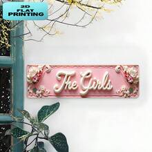 1pc 2D Flat Vintage Floral & Framed Text Design Aluminum Metal Sign, Rustic Farmhouse Style Wall Art, Weather-Resistant For Indoor And Outdoor Use (Random Style) - A - View 6
