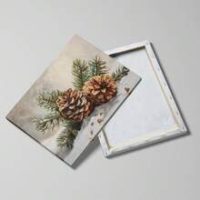1pc Framed/Unframed Snowy Pine Cone Christmas Vintage Poster Festival Cozy Wall Art Canvas Print Nordic Winter Xmas Holiday Botanical Country Farmhouse Aesthetic Decor Retro Rustic Painting For Apartment,Living Room,Bedroom,Modern Home Decoration - A - View 3
