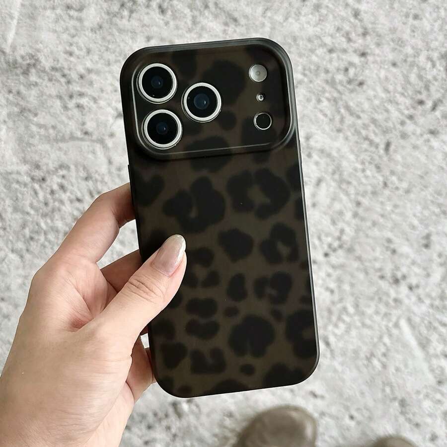 秋冬深綠豹紋漸層創意藝術設計手機殼，適用於 Apple 17 Pro Max/16 Pro Max/15 Pro Max/14 Pro/13 Pro，男款/女款創意藝術設計手機殼