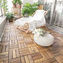 Piso de Madera para Exterior y Jardín 10 Piezas,Deck de Madera de Acacia Modular para Terraza y Regadera, Baldosas Interconectables 30x30 cm Cubre 0.93 m² (Parquet Gold - Parquet Dorado - Ver 7
