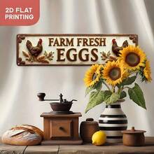 2D Flat Decorative Sign - Content: "Fresh Egg Farm". This Rustic Style Wall Sign Is Suitable For Offices, Shops, Homes, Farmhouses And Porches. (Random Style) - A - View 3