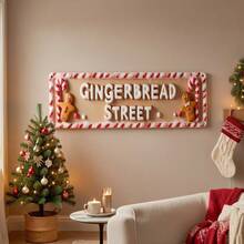 2D Flat Metal Sign, European Style Fashion Decor, Featuring Candy Cane, Gingerbread Man And Frosting Letter Pattern, Suitable For Bar, Living Room, Restaurant, Hotel And Other Places, Also Applicable For Halloween, Christmas And Other Holidays. Perfect Gift, 2D Flat Design, Perfectly Fits Room Decoration - A - View 8