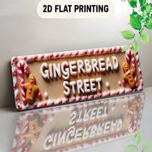 2D Flat Metal Sign, European Style Fashion Decor, Featuring Candy Cane, Gingerbread Man And Frosting Letter Pattern, Suitable For Bar, Living Room, Restaurant, Hotel And Other Places, Also Applicable For Halloween, Christmas And Other Holidays. Perfect Gift, 2D Flat Design, Perfectly Fits Room Decoration - A - View 9