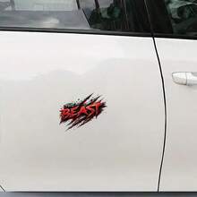 野獸爪痕車用乙烯基貼紙，火紅色鋸齒字體搖滾賽車貼花，最大長度 14cm，2D 平面防水車身外裝飾 - 貼紙 - 查看 1