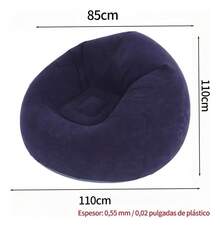 Sillón Sofá Puff Inflable Silla Aterciopelada Sofá + Bomba - Negro - Ver 3