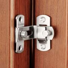 2 Pieces Sliding Door Lock Set, 90° Sliding Lock, Stainless Steel Door Lock, Right Angle Door Lock, Suitable For Barn Doors, Windows, Garden Cabinets (Black/Silver) - Stainless Steel - View 9