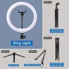 10-Inch Selfie Ring Light With Tripod, LED Ring Light With Phone Holder, Suitable For Video Recording, Live Streaming, Compatible With All Smartphones - Multicolor - View 11