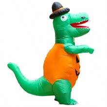 Men's Green Pumpkin Dinosaur Inflatable Costume, Suitable For Adult Use, Halloween Role-Playing Carnival Dance Parties Other Scenes - Multicolor - View 4