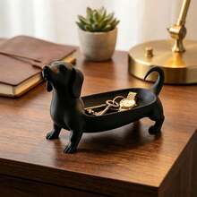 Minimalist 3D Printed Dachshund Swan Storage Tray, Multi-Functional Vanity Jewelry Dish, Can Hold Rings And Watches, Cute Dog Shaped Entryway Key Organizer - Black - View 6