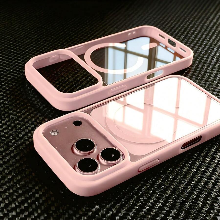 CteGlodrix Phone Case – Premium Transparent Magnetic Wireless Charging Phone Case, Compatible With IPhone 18 17 Pro Max/17/16/15/14/13/12/11 Pro Max Plus Mini/17 Air/17 Pro, Featuring Flexible Corner Design And Sturdy Protective Backplate, Effectively Absorbs Shock, Popular Birthday Gift, Business Gift, Durable, Stain-Resistant, Anti-Fingerprint, Brand New Unisex Phone Shell ~ Skin-Feel Magnetic Case - Black, Gray, White, Pink - Plain Case 1747XS - Pink - View 1