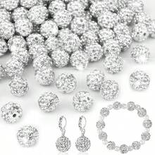 100pcs High Quality 7-Row Full Rhinestone Ceramic Beads, Handmade Rhinestone Ceramic Beads, Premium Sparkling Rhinestone Beads DIY Loose Beads, Innovative Earrings Hair Accessories Jewelry Parts - Multicolor - View 7