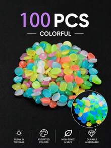 300pcs Experience Magical Large-Sized Glow-In-The-Dark Pebbles – Perfect For Aquariums, Wedding Venues, And Gardens (38-Piece Set) | Create A Starry-Sky Indoor Ambiance Or Romantic Outdoor Nighttime Glow; Suitable For All Seasons. - Multicolor - View 16