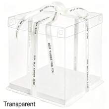 1 Set White Transparent Birthday Gift Box, Party Gift Packaging Box, Thickened PET Material Single Layer / Double Layer / Triple Layer Gift Storage Box (Random Ribbon Included); Suitable For Birthday Party, Wedding, Flower Bouquet Packaging, Collection Dust-Proof Display, Gift Packaging; Can Be Used For Halloween, Christmas, Mother's Day, Thanksgiving; Birthday Gift Box, Men's 18th Birthday Gift - White - View 7