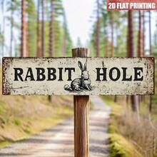 2D Flat Vintage Rabbit Hole Sign - Wonderland Wall Decor, Vintage Signage, Suitable For Home, Cafe And Theme Party, UV Printed Flat Rabbit Accessory, Indoor/Outdoor Decoration (Iconic Rabbit Hole) (Random Style) - A - View 4
