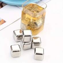 3/9pcs Stainless Steel Whiskey Ice Cubes, Suitable For Cocktails, Wine And Beverages, Square Ice Stones, Reusable Ice Cubes, Beer Cooling Tool, Durable Ice Balls, Home Use - View 2