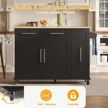Kitchen Island With Drop Leaf, Storage Trolley With 3-Tier Pull-Out Cabinet Organizer, Internal Storage Rack, Rolling Cart With Towel Holder & 2 Drawers For Dining Room, Black - Multicolor - View 6