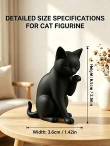 1pc Modern Black Cat Statue - 3D Printed Plastic Figurine, Suitable For/Decor, Minimalist Window Sill And Desktop Decoration, Room, Shelf Collectible Architectural Decor - Black Cat Sculpture Decorative Gift - Multicolor - View 4