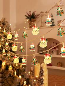 1pc 1.5/3M Christmas Decoration Snowman, Santa Claus, Christmas Tree Pattern Light String, Christmas Indoor Decor Light String, Christmas Decor Lights,Party Decor Prop Light String, Christmas Home Decor Lights, Garden, Outdoor Decor Light String - Yellow Light - View 2