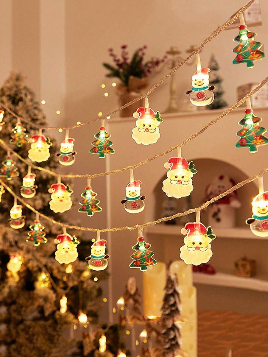 1pc 1.5/3M Christmas Decoration Snowman, Santa Claus, Christmas Tree Pattern Light String, Christmas Indoor Decor Light String, Christmas Decor Lights,Party Decor Prop Light String, Christmas Home Decor Lights, Garden, Outdoor Decor Light String