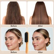 Goiple Hair Styling Comb With Wooden Handle, Anti-Static Professional Detangling Comb, Smooths Frizz And Flyaways, Creates Sleek Ponytail, Suitable For Salon, Travel And Daily Use - Multicolor - View 2