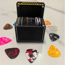 1pc Black 3D Printed Ukulele Guitar Pick Storage Box, Desktop Ornament Bass Accessory, Vintage Guitar Amp Pick Holder, Flip-Top Quick Storage Design, Guitarist Dedicated Pick Organizer - Multicolor - View 8