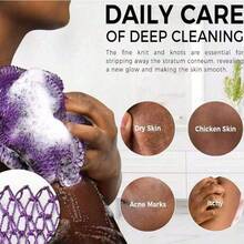 1 pièce Éponge de bain en maille africaine, unisexe, éponge de bain exfoliante durable, extensible jusqu'à 65 cm de long, pour le gommage du corps, rend la peau lisse, éponge en filet africain, gant exfoliant, accessoires de bain, brosse pour le dos - Multicolore - Voir 12