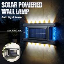 1/4PCS Solar Powered RGB Outdoor Wall Light Auto On/Off Sensor Up Down Lighting Waterproof Wall Sconce For Garden Fence Patio Decor - Solar Wall Lamp - View 2