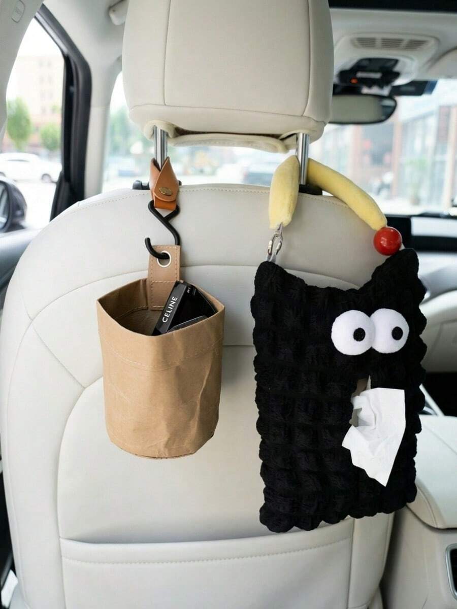 OBOVAY 2pcs/1pc Car Tissue Box Holder, Cute Monster Hanging Design, Suitable For Car Seat Decoration, Car Interior Tissue Box And Bedroom & Living Room Tissue Storage