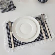 1pc/2pcs/6pcs Korean Ins Style Red Plaid Lace Napkin Placemat Multi-Purpose Dust Cover Food Photography Cloth - Multicolor - View 6