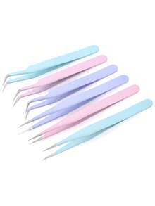 1pc/Set Stainless Steel Pink Tweezers, Suitable For Nail Art, Straight And Curved Tips, Used For Eyelash Extensions, Drawing And Picking, Nail Art Supplies, Nail Art Tools, Nail Art Accessories, Back To School, Nail Art, Nail Art Sticker Tools - Pink - View 3